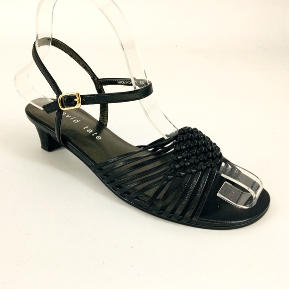 David Tate Shoes - David Tate Black Strappy Leather Sandals